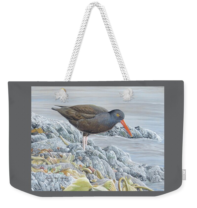 Black Oystercatcher Weekender Tote Bag featuring the painting Black Oystercatcher by Barry Kent MacKay