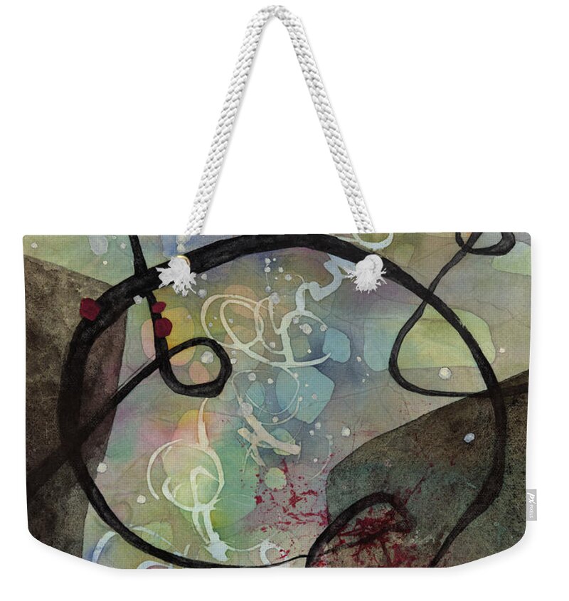 Abstract Weekender Tote Bag featuring the painting Black Passage 2 by Hailey E Herrera