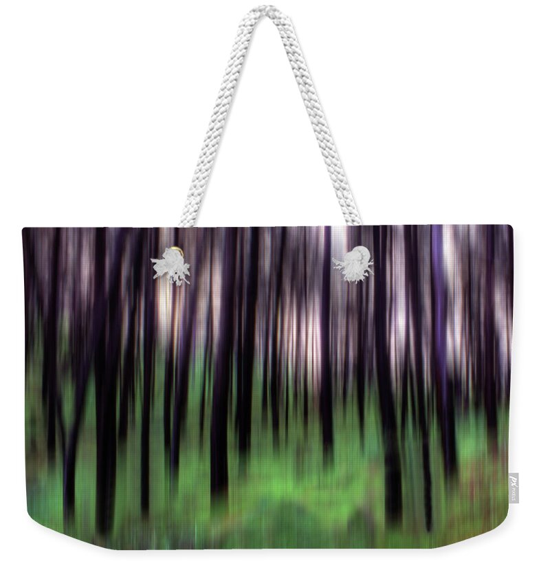 Pine Weekender Tote Bag featuring the photograph Black Pines in a Green Wood by Wayne King