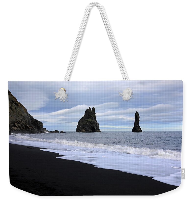 Black Sand Beach Weekender Tote Bag featuring the photograph Black Sand Beach - Vik, Iceland by Richard Krebs