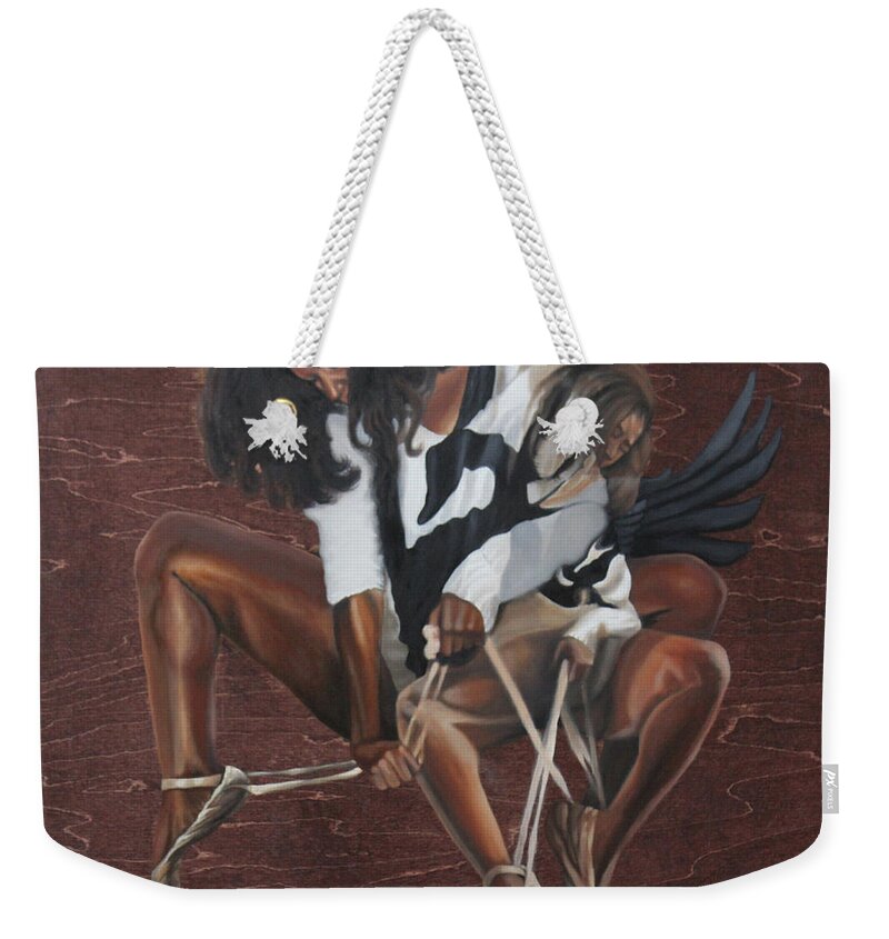 Black Weekender Tote Bag featuring the painting Black Swan by Jerome White