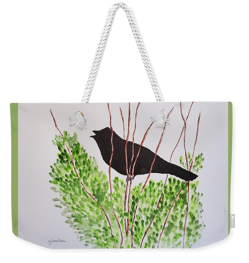 Blackbird Weekender Tote Bag featuring the painting Blackbird Singing by Claudette Carlton