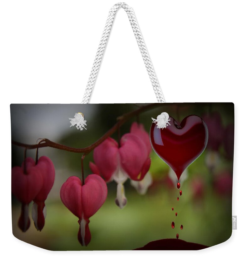 Flower Weekender Tote Bag featuring the digital art Bleeding Heart by DJ Florek
