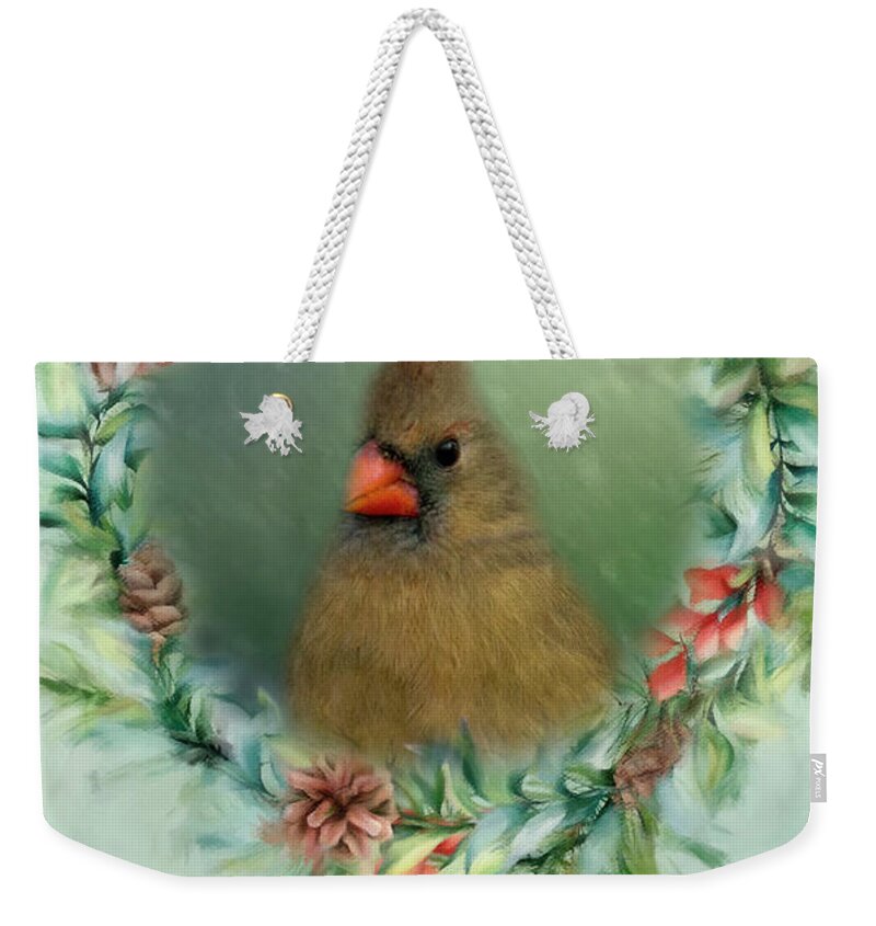 Holiday Weekender Tote Bag featuring the photograph Blessings of Christmas Cardinal by Pam Holdsworth