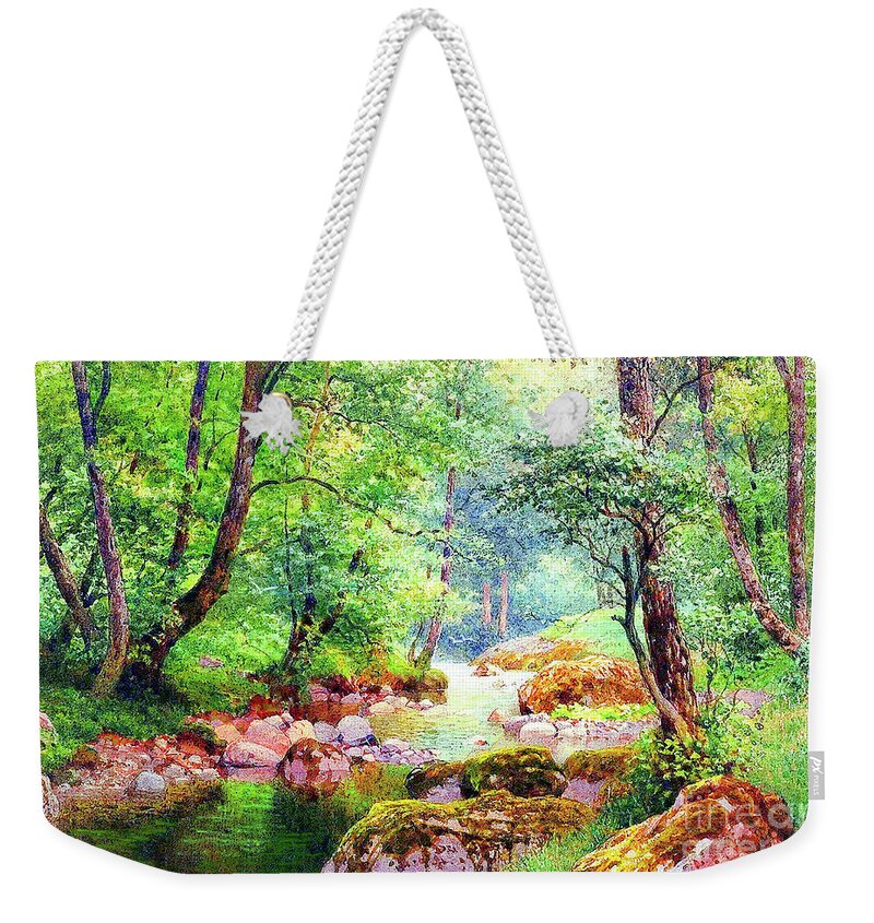 Landscape Weekender Tote Bag featuring the painting Blissful Stream by Jane Small