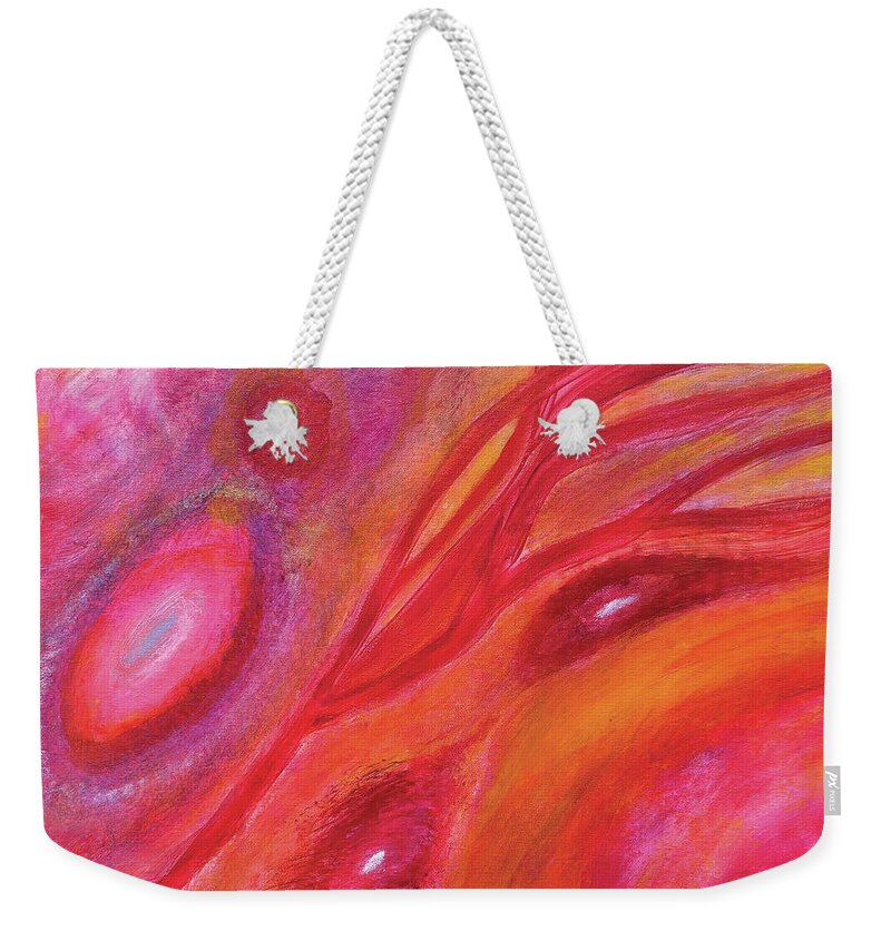 Modern Abstract Weekender Tote Bag featuring the painting Blood by David Feder