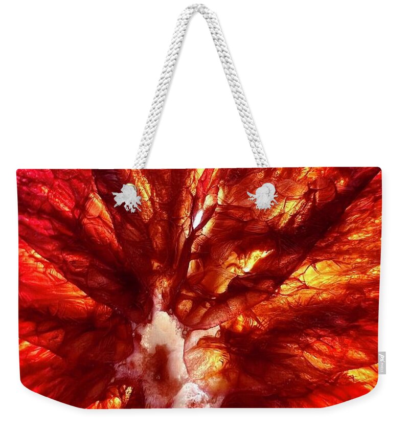 Blood Orange Weekender Tote Bag featuring the photograph Blood Orange Cell by David Letts