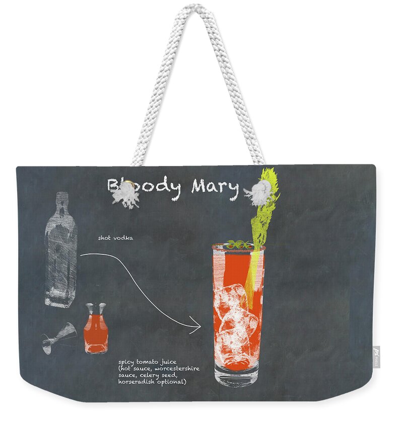 Slate Weekender Tote Bag featuring the photograph Bloody Mary Cocktail sketch with copy space by Karen Foley
