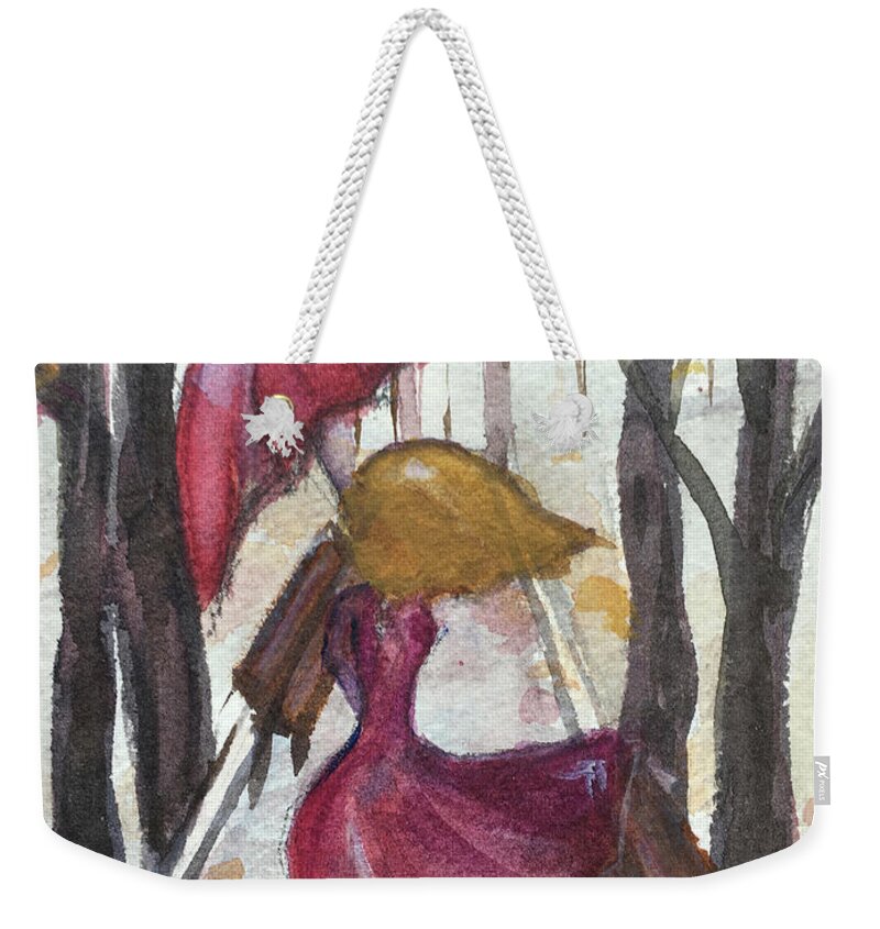 Fall Weekender Tote Bag featuring the painting Blow away Blonde by Roxy Rich