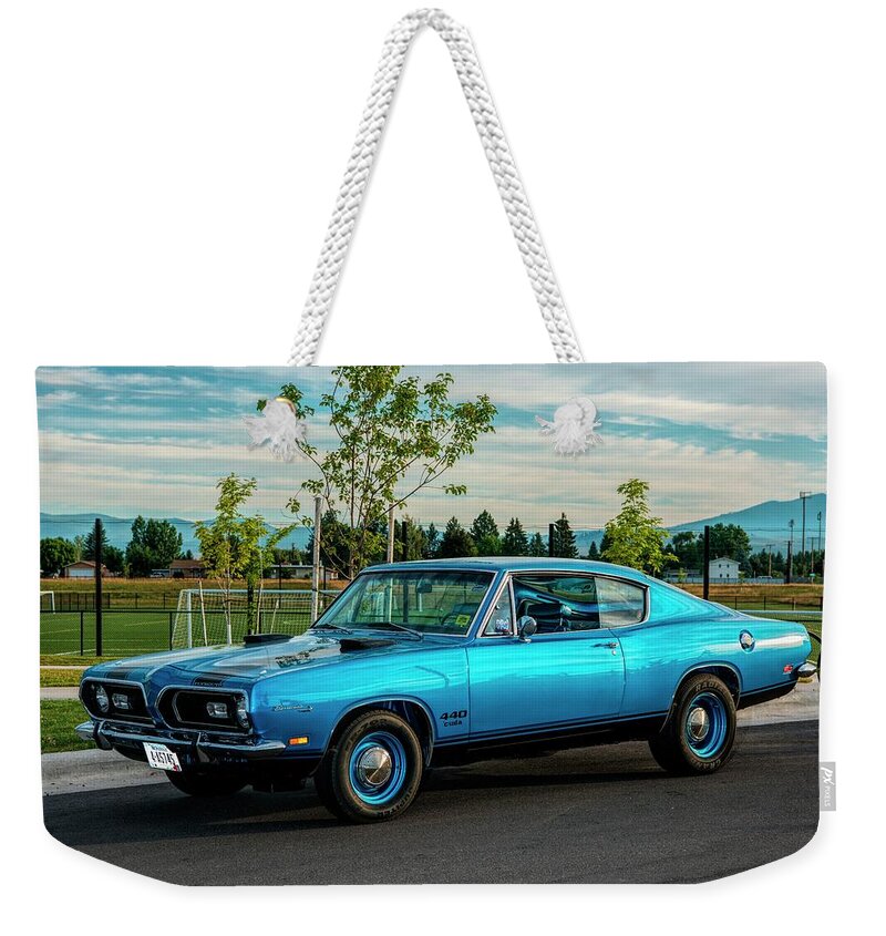 Barracuda Weekender Tote Bag featuring the photograph Blue 440 Barracuda by Pamela Dunn-Parrish