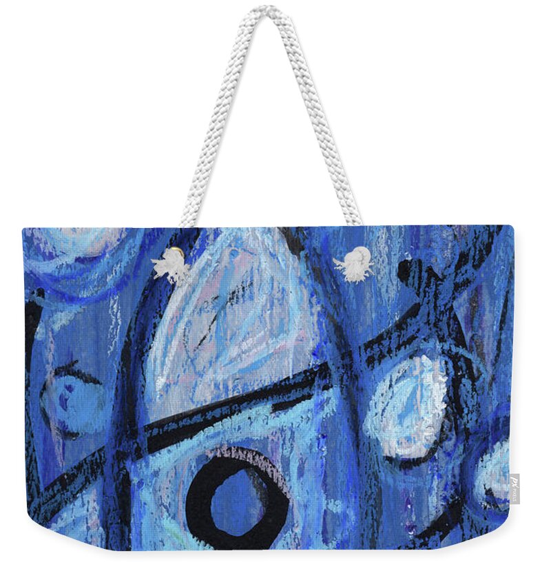 Blue Weekender Tote Bag featuring the painting Blue Abstract 2. Non Objective Art. by Amy E Fraser
