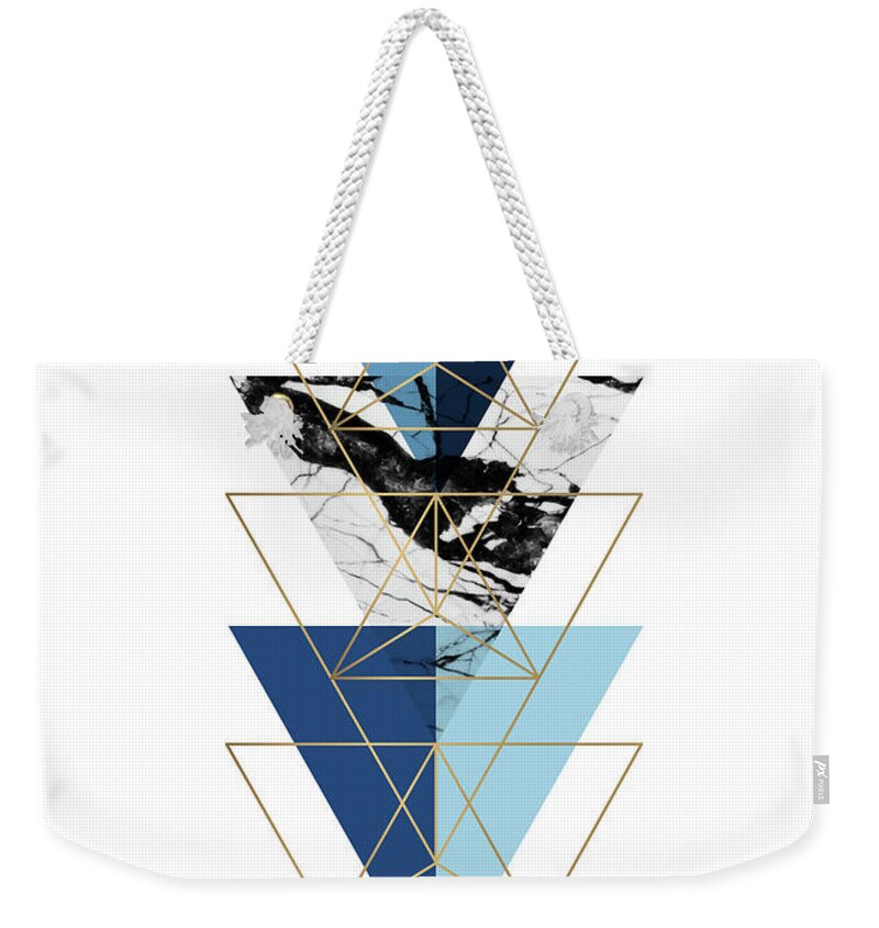 Blue and Gold Marble Weekender Bag