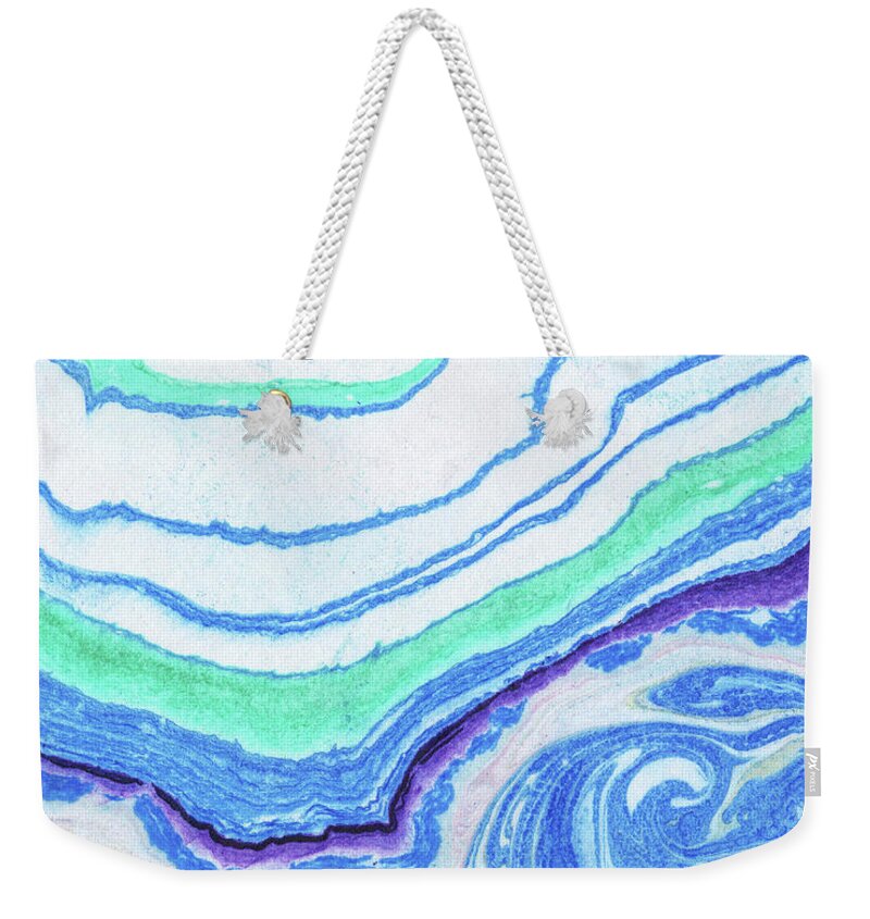 Agate Weekender Tote Bag featuring the painting Blue Agate Watercolor Stone Collection I by Irina Sztukowski