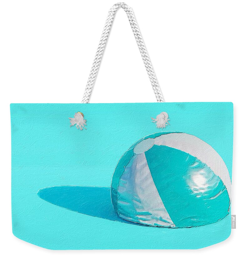 Wave Weekender Tote Bag featuring the painting Blue Beach Ball by Tony Rubino
