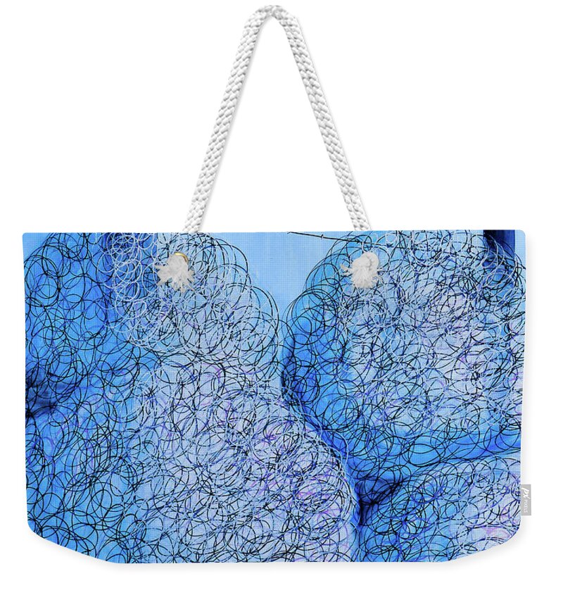 Tumbleweeds Weekender Tote Bag featuring the painting Blue Blue Tumbles by Ted Clifton