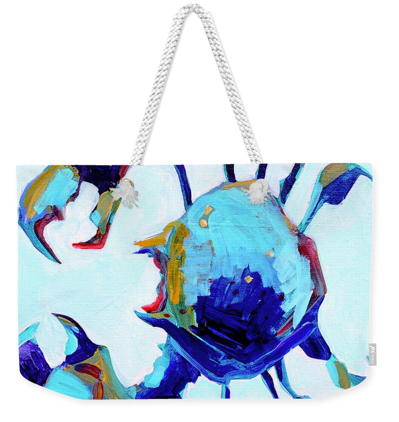 Crab Weekender Tote Bag featuring the painting Blue Crab by Michele Fritz