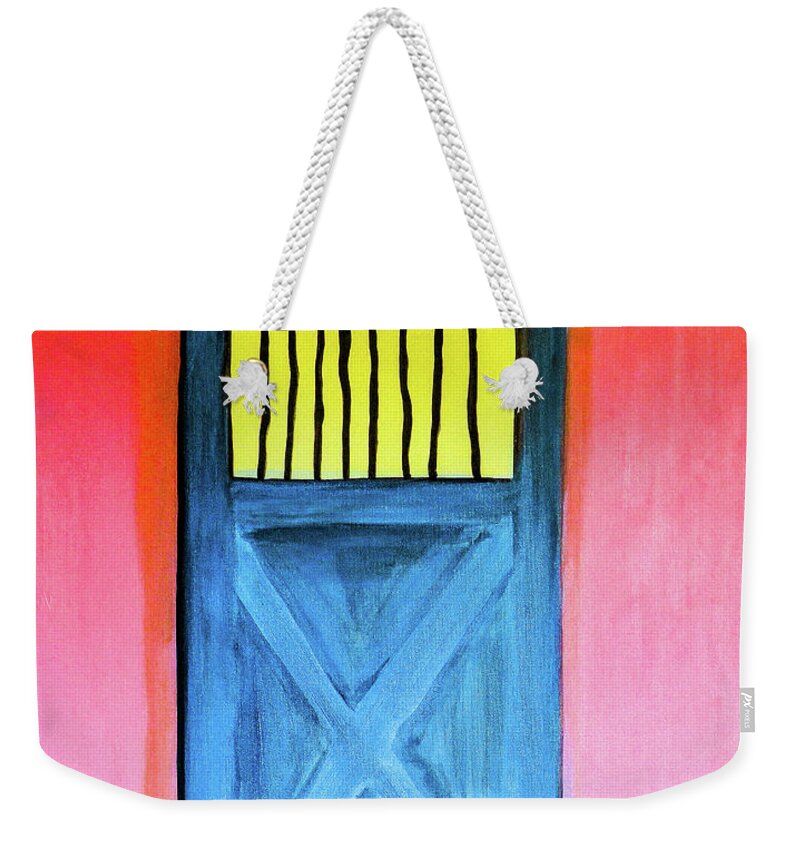 Southwest Weekender Tote Bag featuring the painting Blue Door No. 4 by Ted Clifton