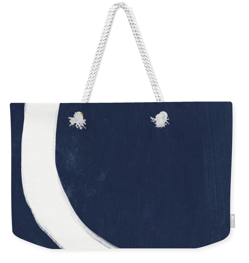 Modern Weekender Tote Bag featuring the mixed media Blue Drift 1- Art by Linda Woods by Linda Woods