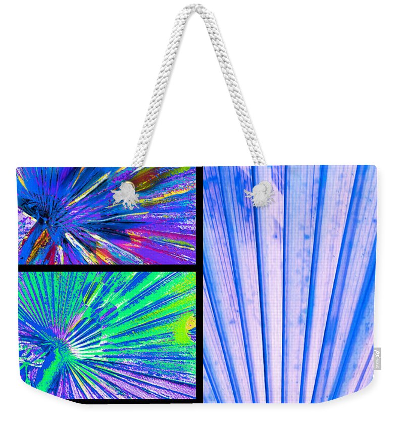 Palm Fans Weekender Tote Bag featuring the digital art Cool Blue Fans by Pamela Smale Williams