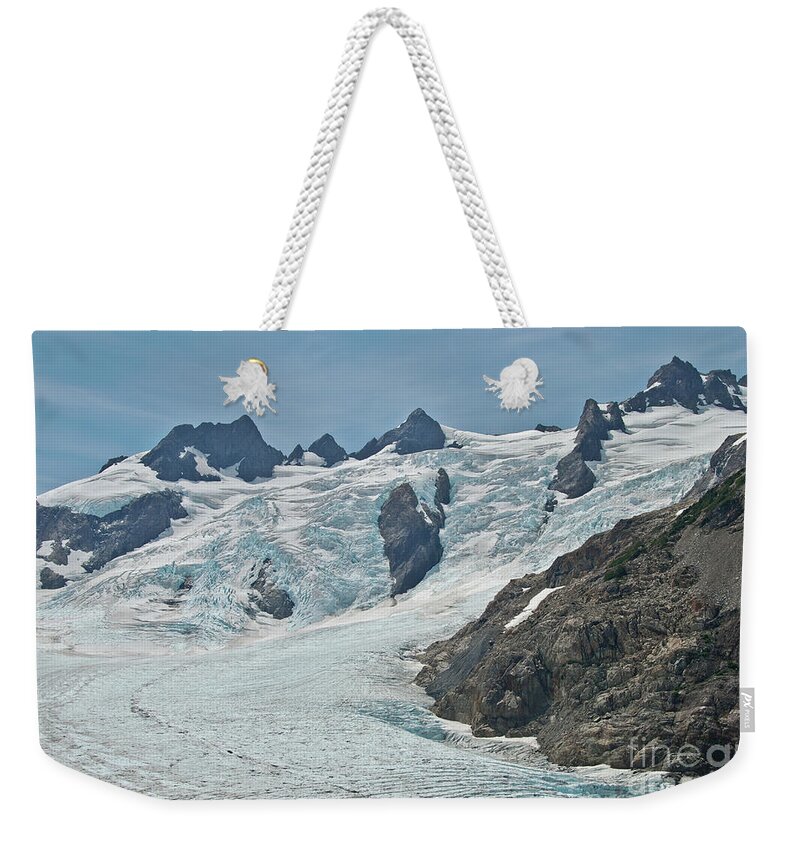 Blue Glacier Weekender Tote Bag featuring the photograph Blue Glacier on Mount Olympus in Olympic National Park #1 by Nancy Gleason