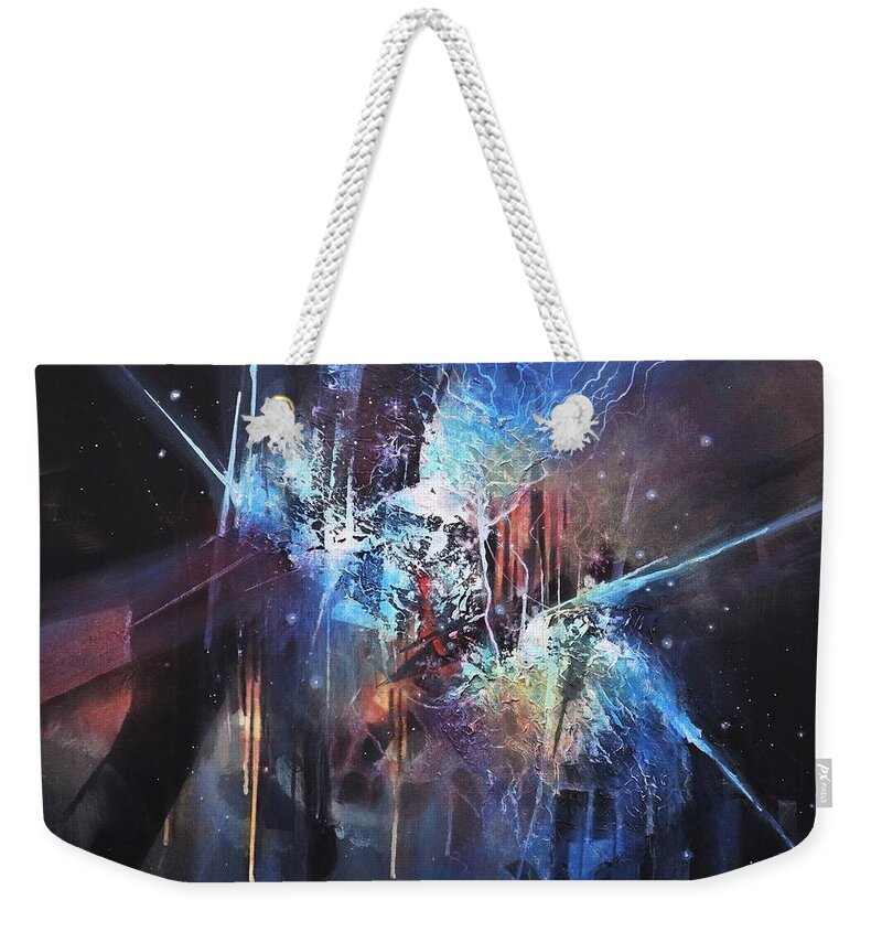 Blue Ice Weekender Tote Bag featuring the painting Blue Ice by Tom Shropshire