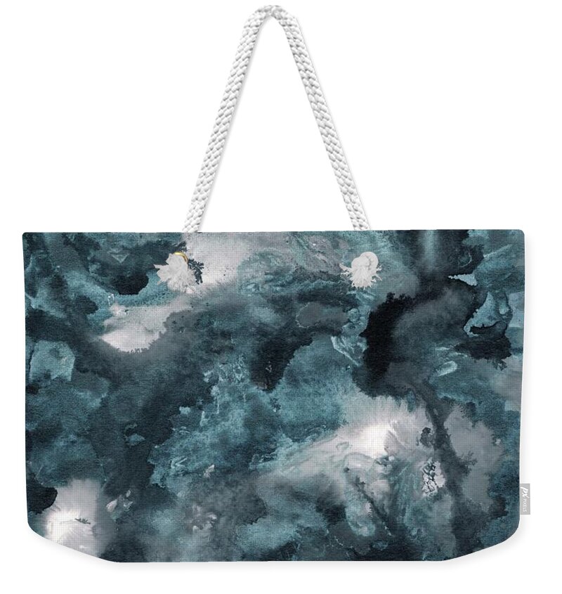 Ink Weekender Tote Bag featuring the mixed media Blue Ink Galaxy Nebula Dream #1 #decor #art by Anitas and Bellas Art