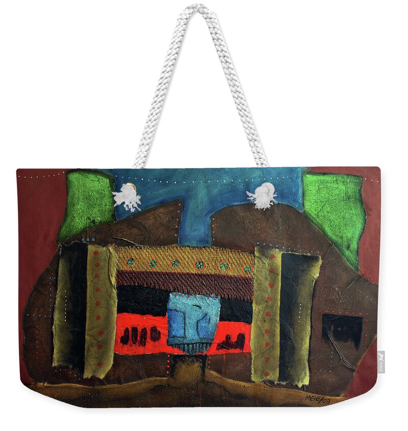 African Art Weekender Tote Bag featuring the painting Blue Jeans by Michael Nene