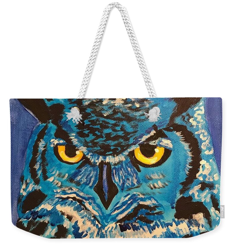Pets Weekender Tote Bag featuring the painting Blue Own by Kathie Camara