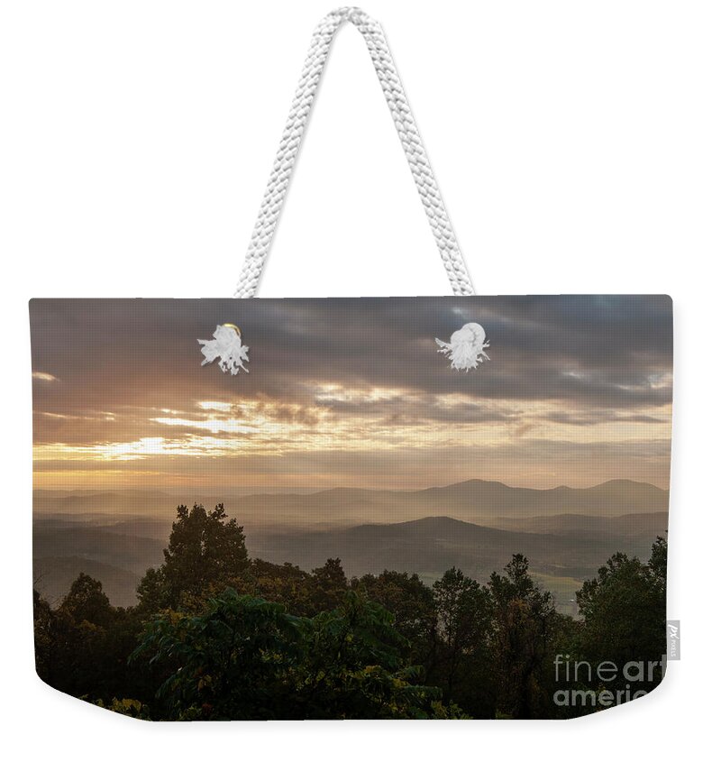 Blue Ridge Weekender Tote Bag featuring the photograph Blue Ridge Sunrise by Jane Axman