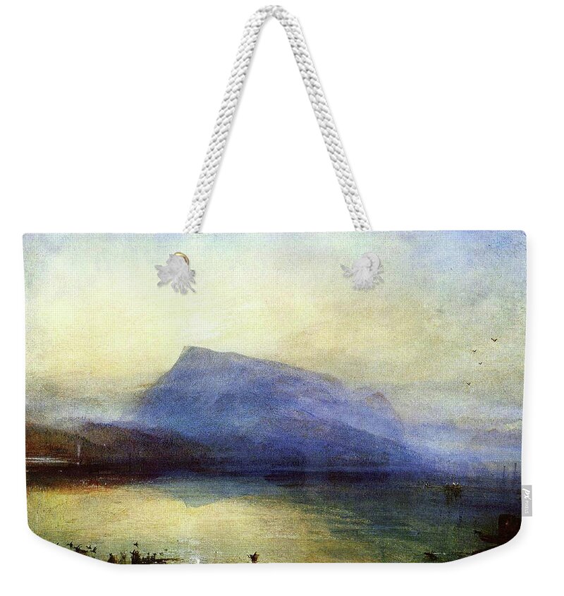 English Weekender Tote Bag featuring the painting Blue Rigi by William Truner