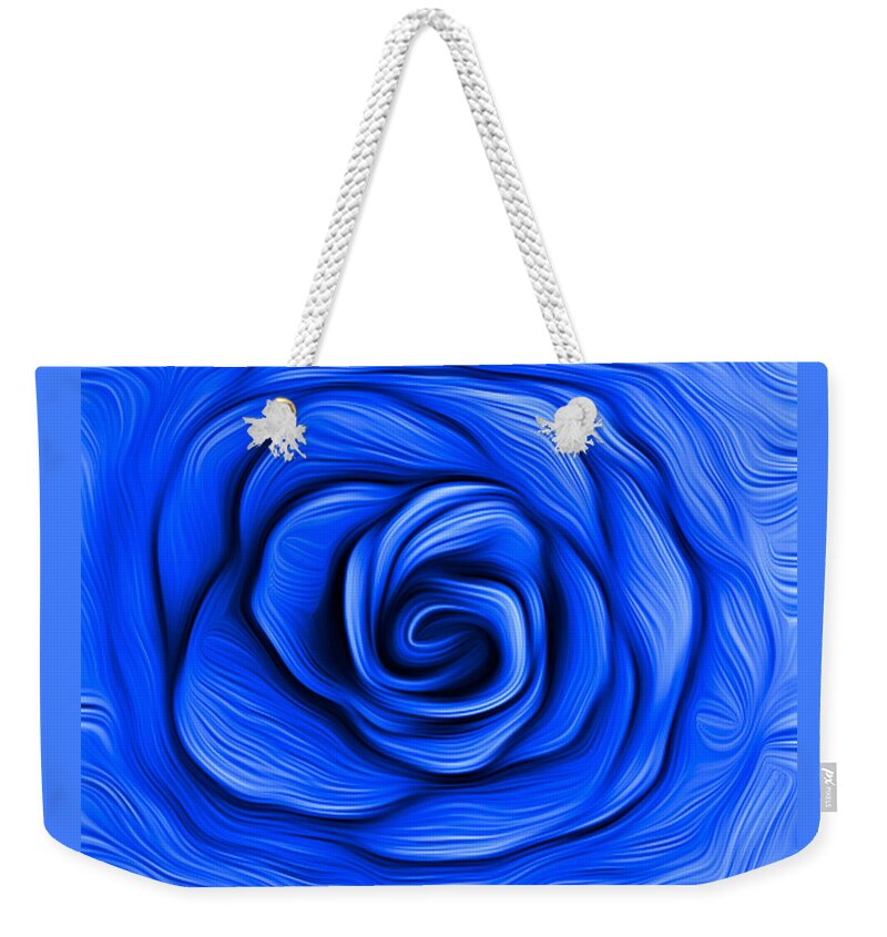 Flower Weekender Tote Bag featuring the digital art Blue Rose by Ronald Mills