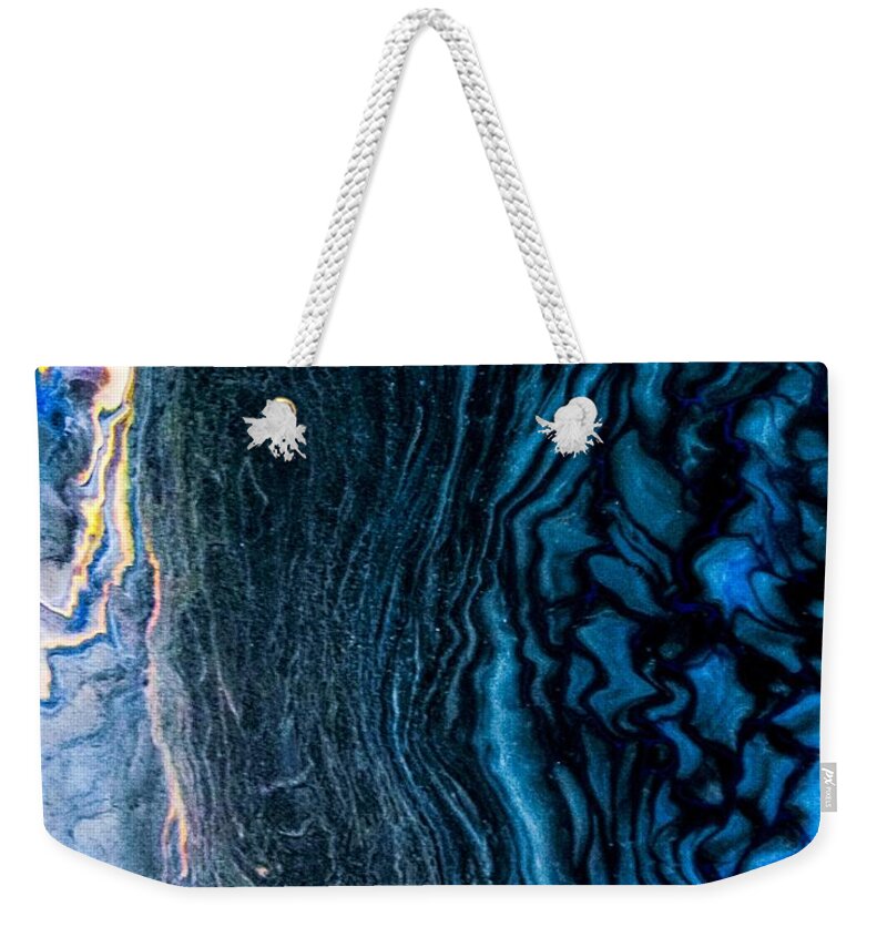 Blue Weekender Tote Bag featuring the painting Blue Storm by Anna Adams