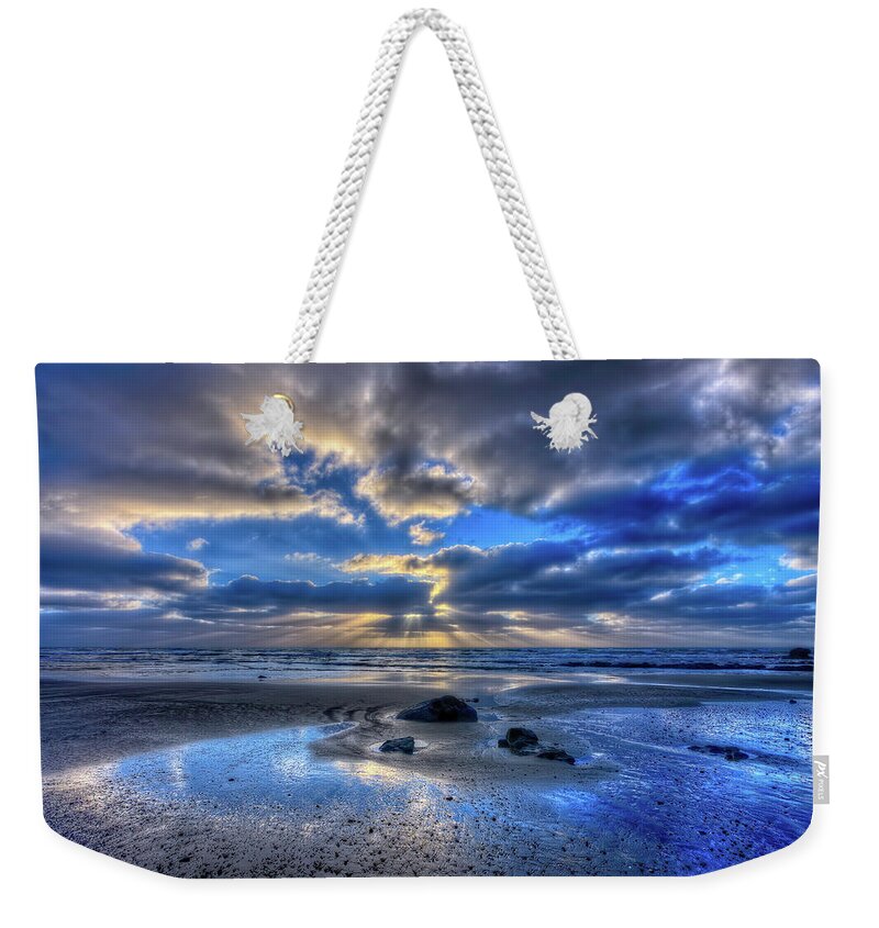 Morro Bay Weekender Tote Bag featuring the photograph Blue Storm by Beth Sargent
