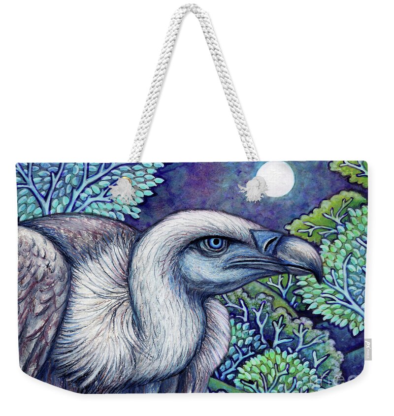 Vulture Weekender Tote Bag featuring the painting Blue Vulture Moon by Amy E Fraser