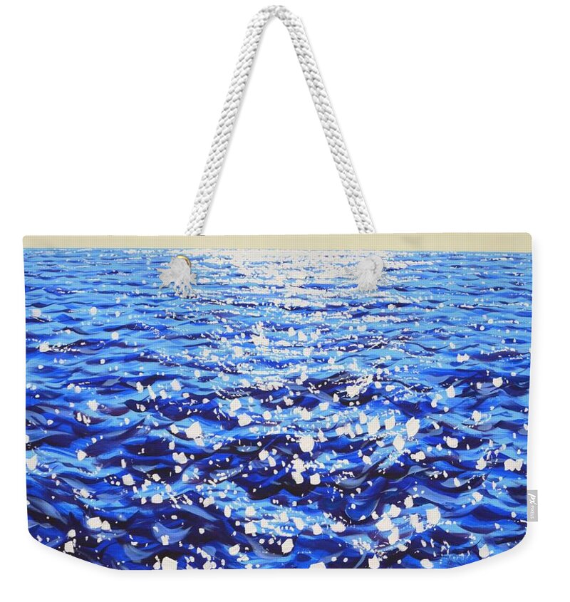 Sea Weekender Tote Bag featuring the painting 	Blue water. Light. by Iryna Kastsova