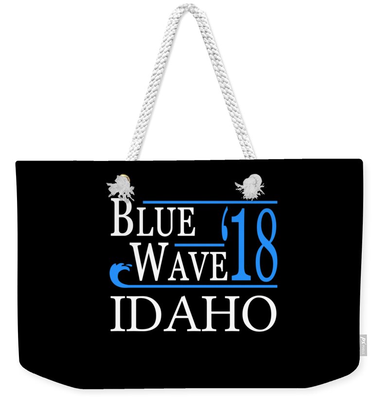 Election Weekender Tote Bag featuring the digital art Blue Wave IDAHO Vote Democrat by Flippin Sweet Gear