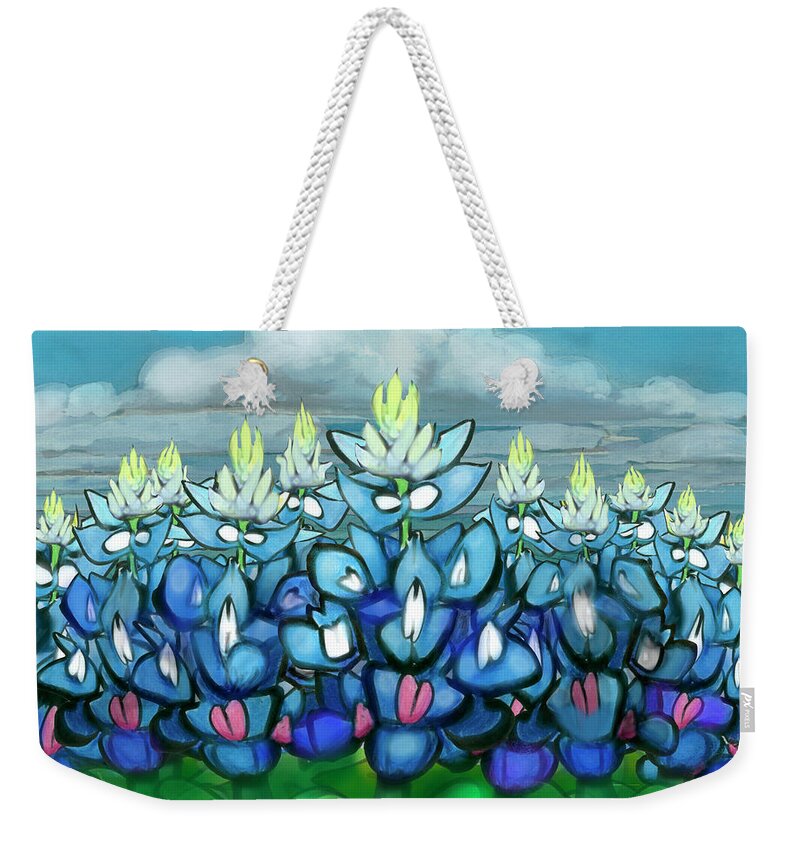 Bluebonnet Weekender Tote Bag featuring the digital art Bluebonnet Country Scene by Kevin Middleton