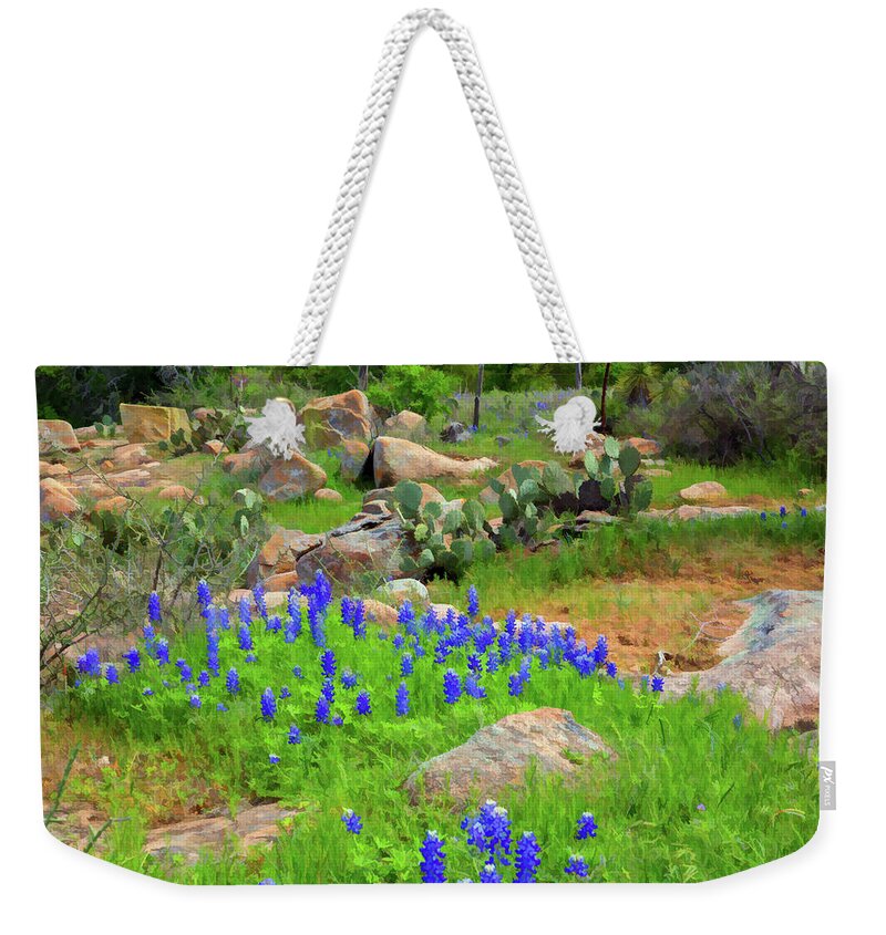Flower Weekender Tote Bag featuring the photograph Bluebonnets Texas Style-Digital Art by Steve Templeton