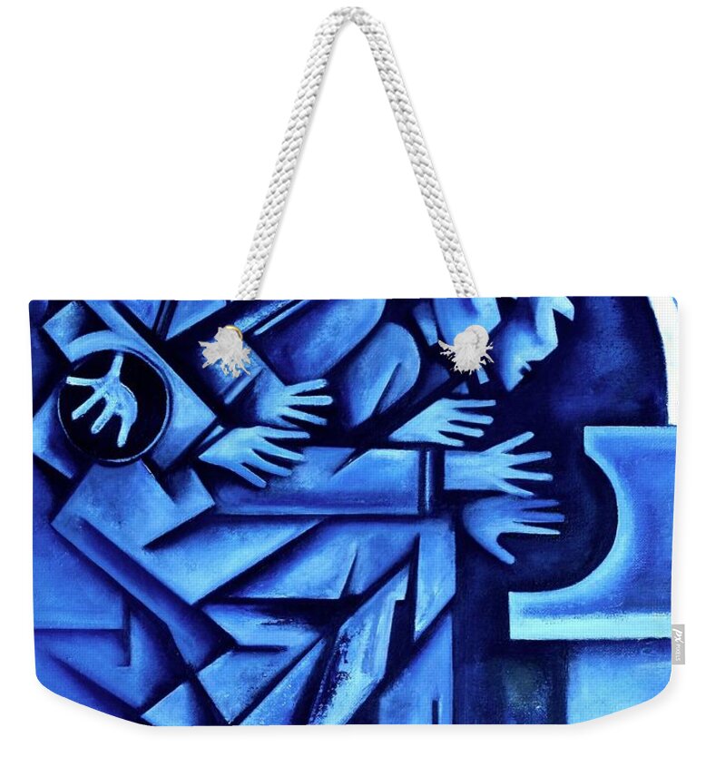 Jazz Weekender Tote Bag featuring the painting Blues/ Ascent by Martel Chapman