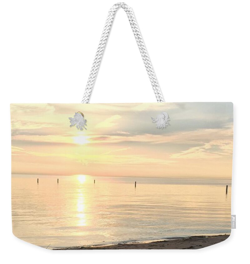 Pink Weekender Tote Bag featuring the painting Blush Sunset by Lisa White