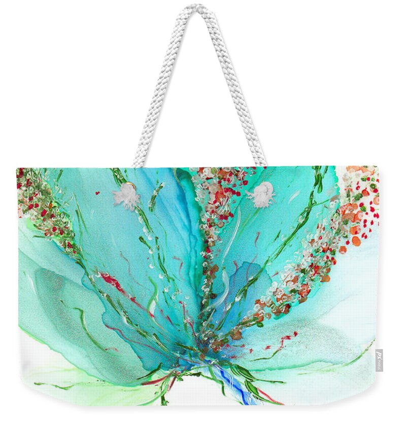 Flower Weekender Tote Bag featuring the painting Blythe by Kimberly Deene Langlois