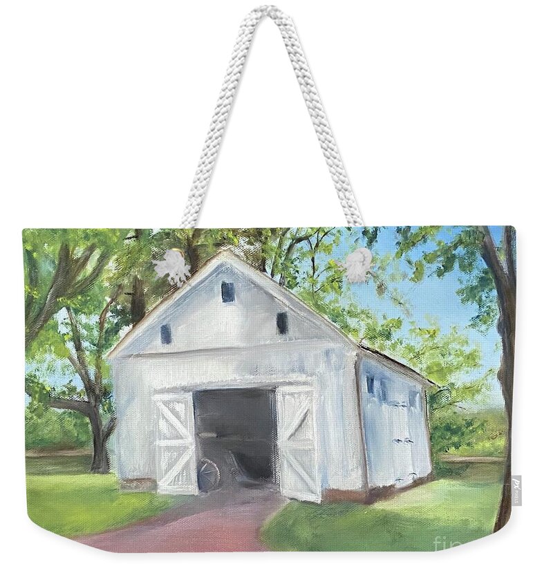 Washington Crossing Weekender Tote Bag featuring the painting Boat Barn by Sheila Mashaw