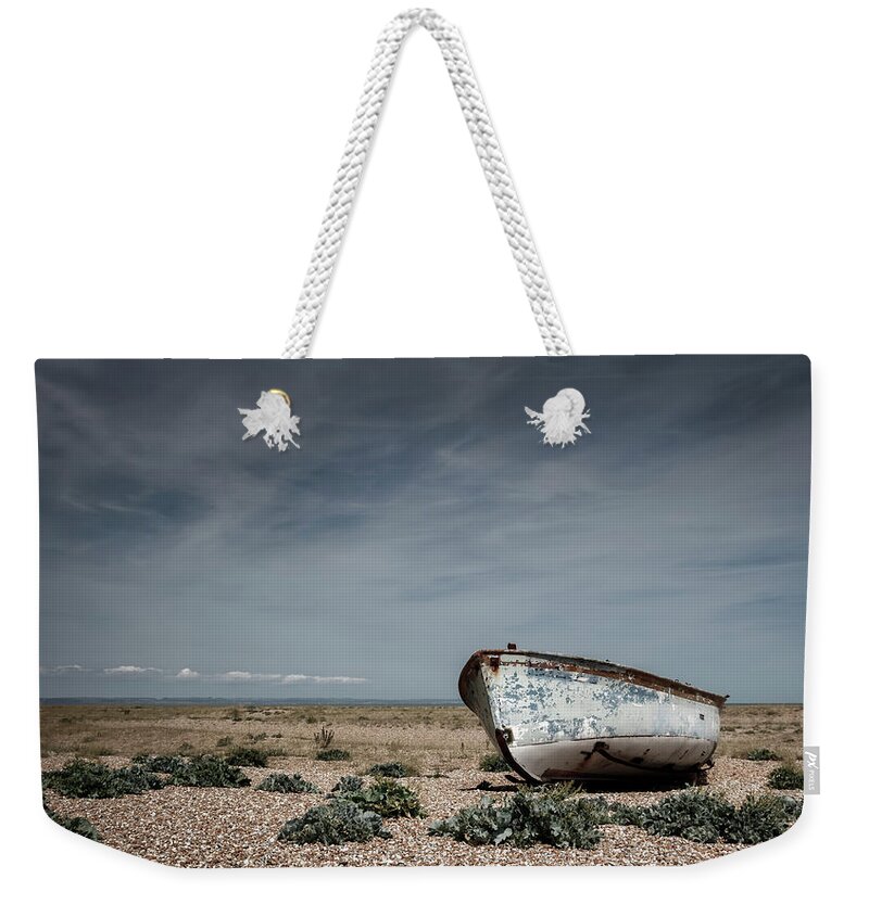 Dungeness Weekender Tote Bag featuring the photograph Boat On A Beach by Rick Deacon