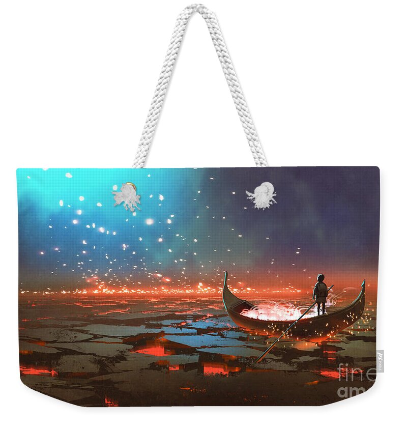 Illustration Weekender Tote Bag featuring the painting Boatboy by Tithi Luadthong