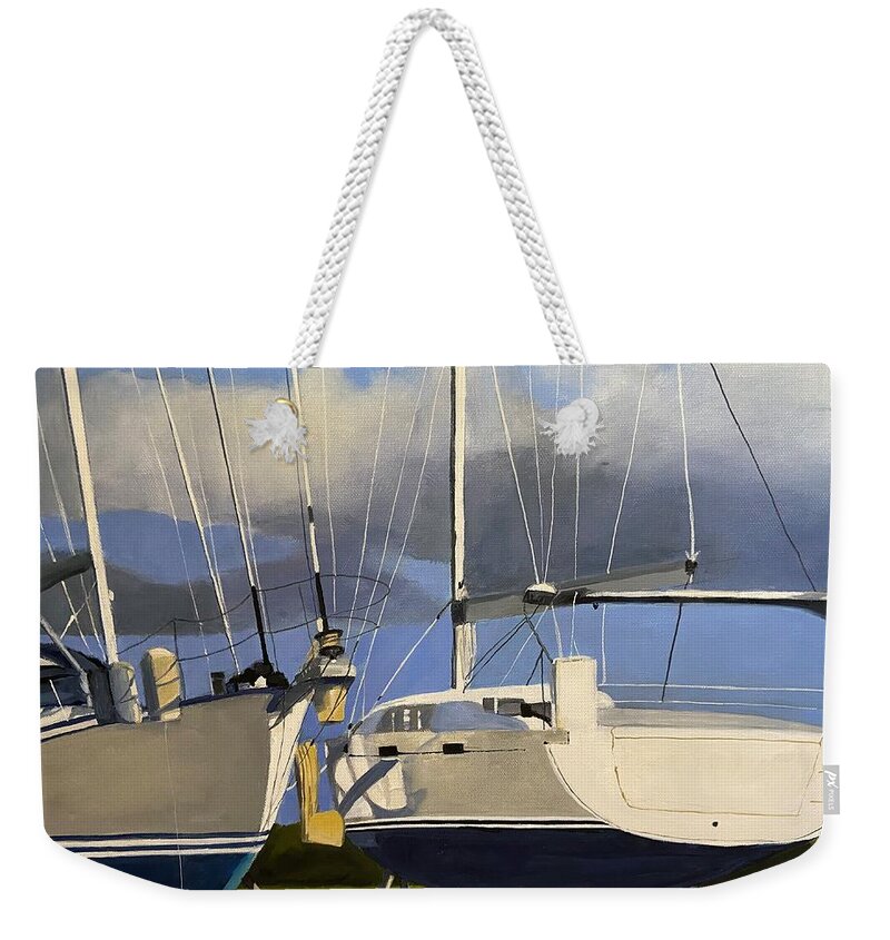  Weekender Tote Bag featuring the painting .boats 1 by Chris Gholson