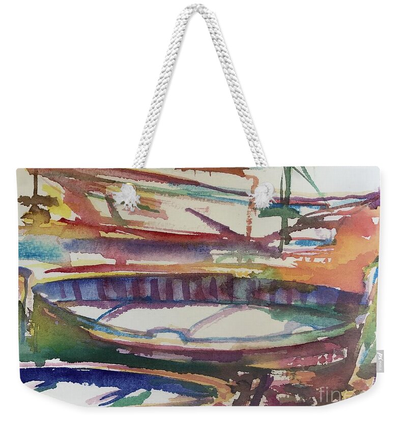 Boats Weekender Tote Bag featuring the painting Boats of La Ciotat by Glen Neff
