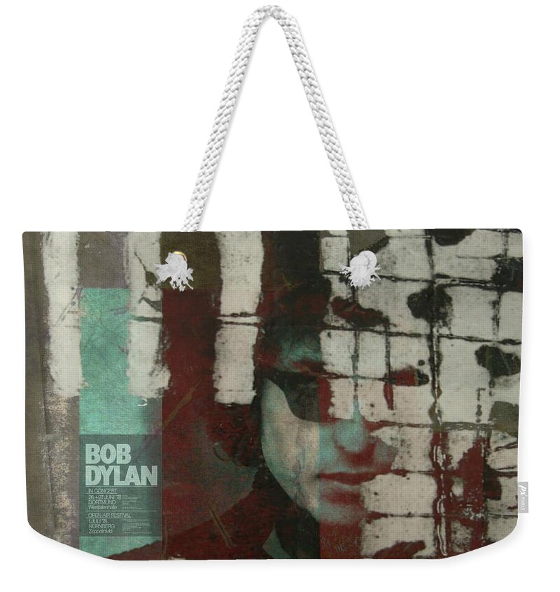 American Weekender Tote Bag featuring the mixed media Bob Dylan - Dortmund - Poster Series by Paul Lovering