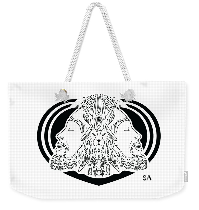 Black And White Weekender Tote Bag featuring the digital art Bob Marley by Silvio Ary Cavalcante
