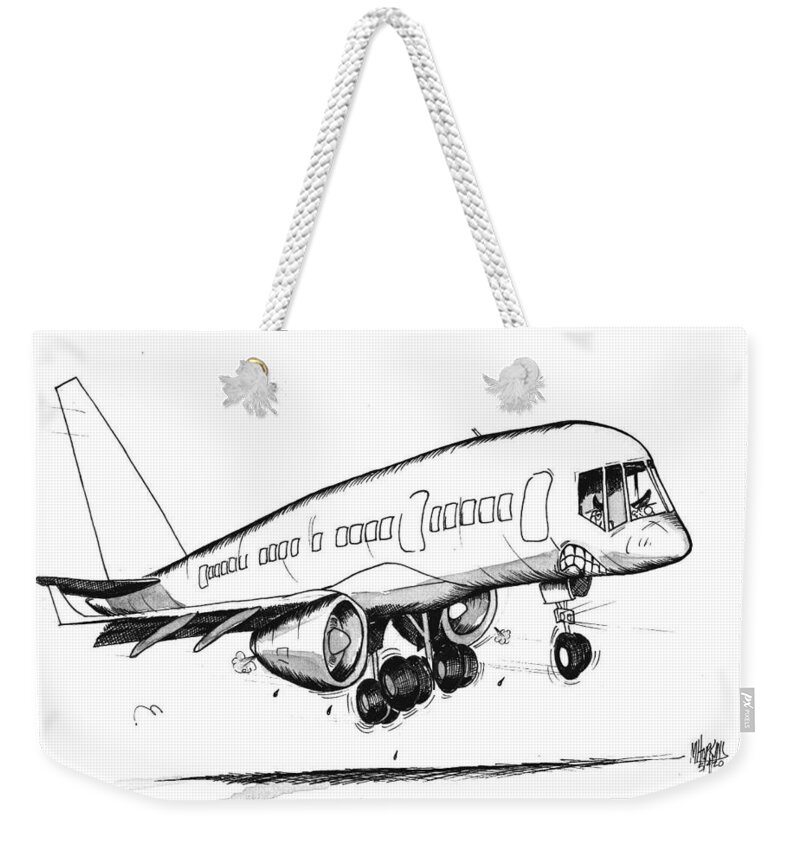 Original Art Weekender Tote Bag featuring the drawing Boeing 757 Original by Michael Hopkins