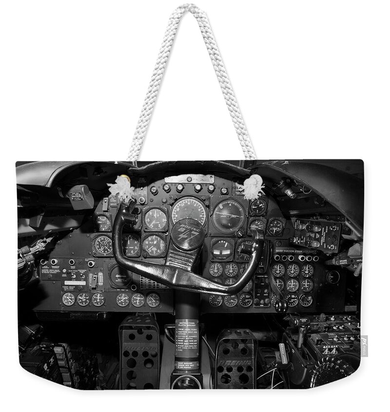 B47 Weekender Tote Bag featuring the photograph Boeing B47 Cockpit by Chris Smith